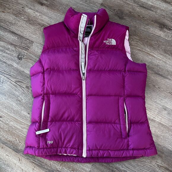 The North Face Nuptse 700 Puffer Vest Womens Size Small Pink Goose Down - Picture 1 of 5